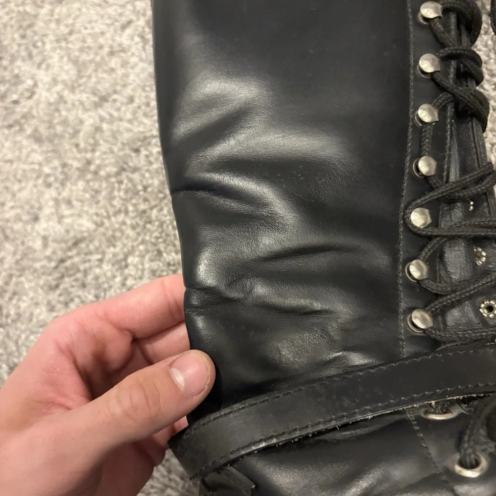 Harley Davidson Boots Mens 9 M Motorcycle Tall Leather Lace Up Buckle Biker USA